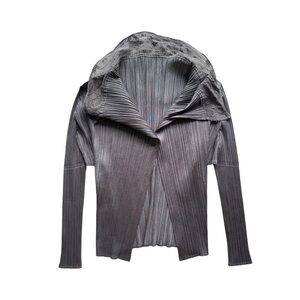 RARE Pleats Please Issey Miyake brown lace cardigan